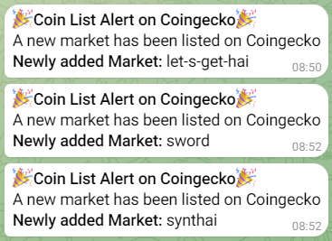 Coingecko Listing Alerts